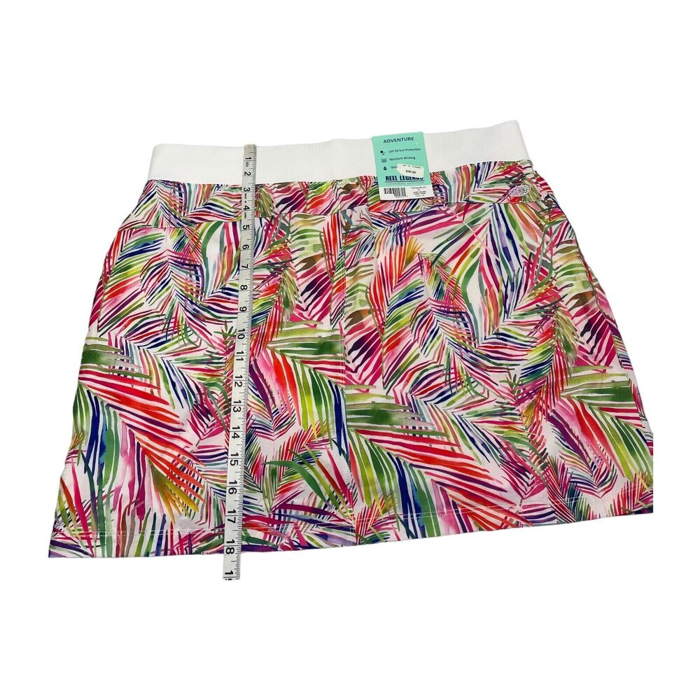 Reel Legends A-Line Skirt Womens Large Petite Candy Pink Jazzy Palms Performance - Picture 8 of 8